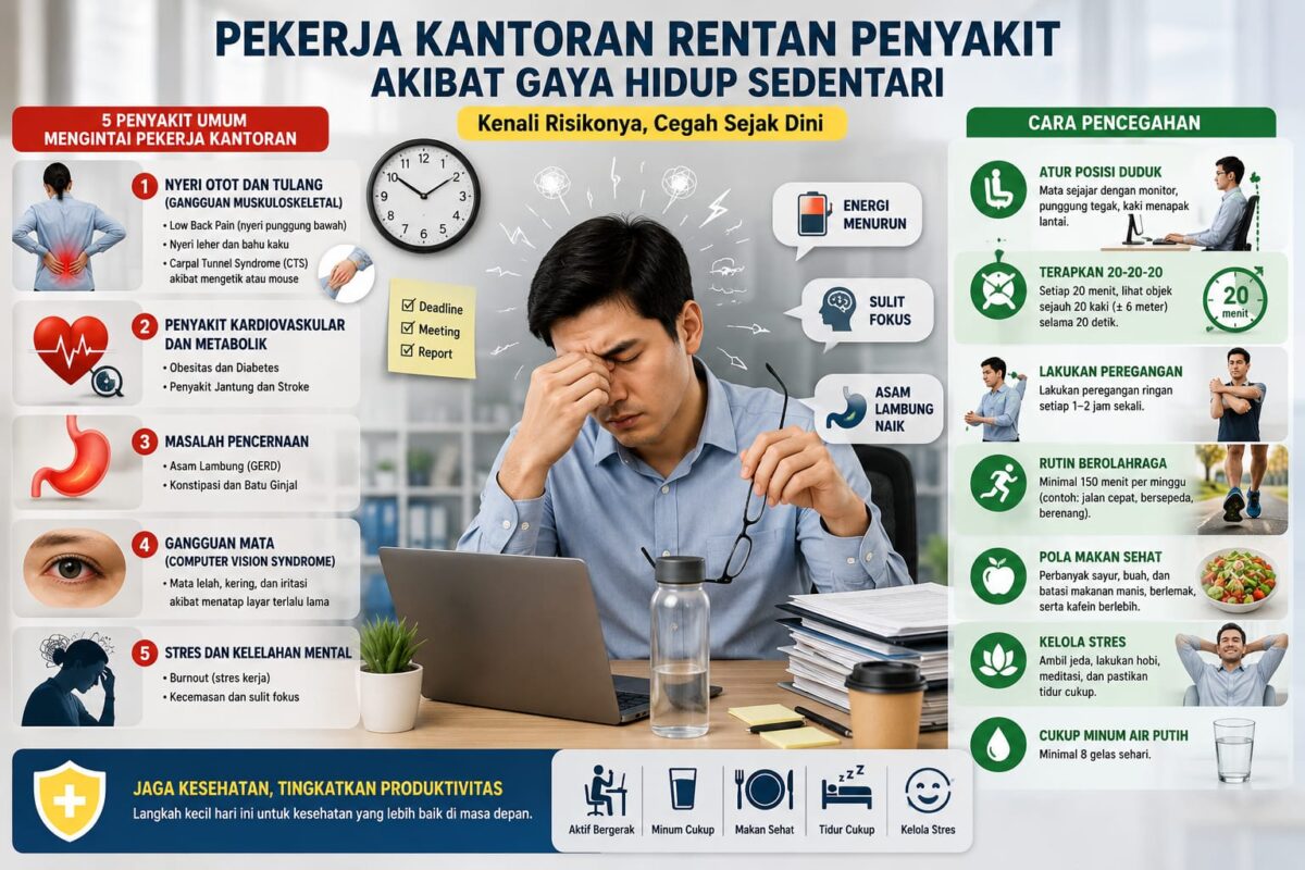 Pekerja Kantoran Rentan Penyakit Akibat Gaya Hidup Sedentari