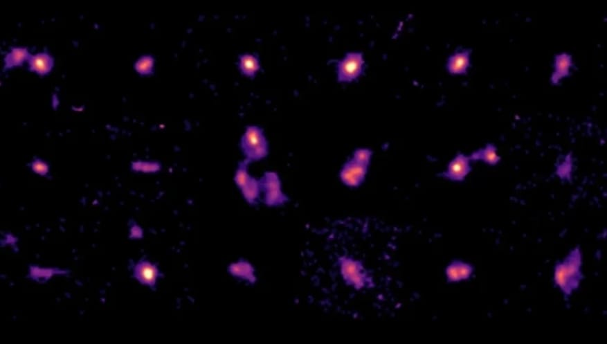 Potret 18 galaksi dari survei ALPINE-CRISTAL-JWST, termasuk CRISTAL-02 (Foto: Andreas Faisst (Caltech) dan tim survei ALPINE-CRISTAL-JWST)