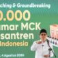 Menteri Koordinator (Menko) Pemberdayaan Masyarakat, Muhaimin Iskandar, memberikan sambutan pada peluncuran program pembangunan 10 ribu MCK untuk pesantren se-Indonesia yang berlangsung di Pondok Pesantren Miftahul Huda Al Musri, Cianjur, Jawa Barat, Selasa, 4 Agustus 2026 (Foto: Humas Kemenko PM)